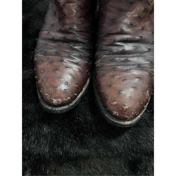 Size 10.5 D Justin 3105 Exotic Ostrich Roper Toe Boots Full Quill Western main image 5